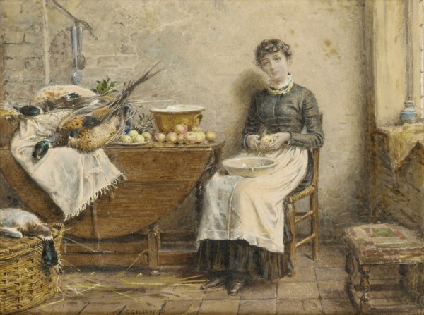 Peeling apples by George Goodwin Kilburne